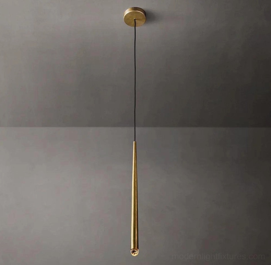 Contemporary minimalist brass cluster chandelier full view