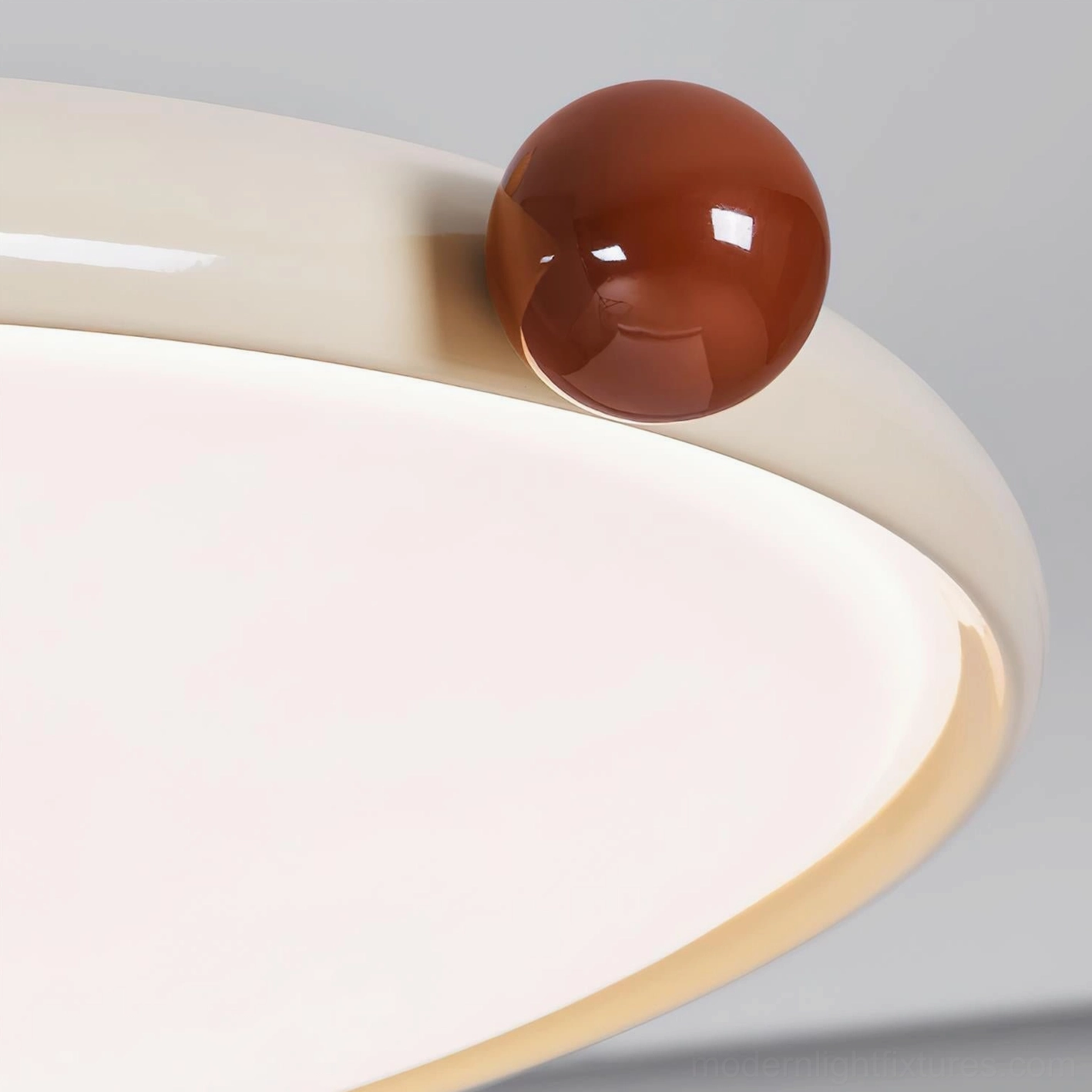 Contemporary ceiling lamp fixture design detail showing craftsmanship and proportional balance of minimalist aesthetic