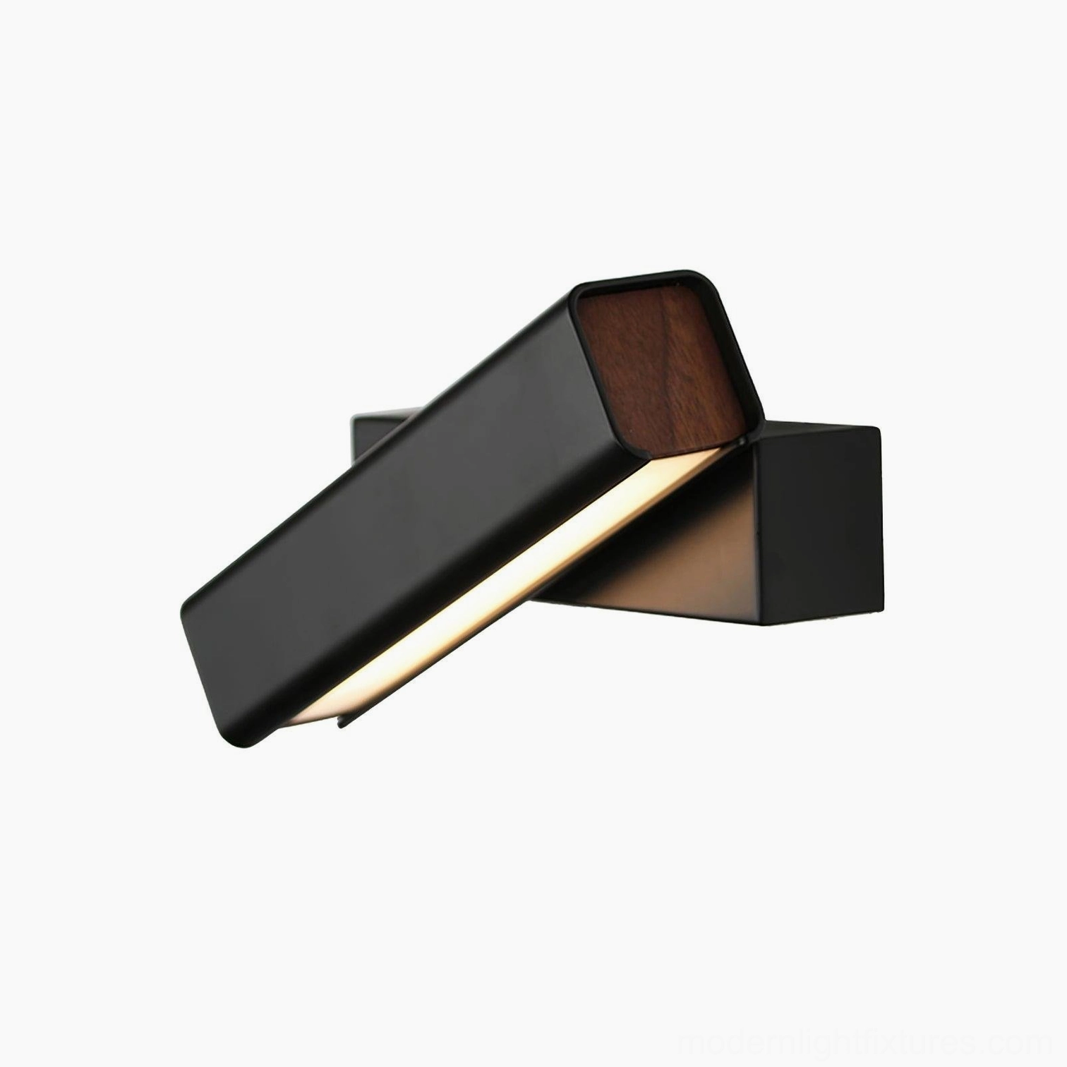 Contemporary Nordic wall sconce with integrated LED, installed above bedroom accent wall