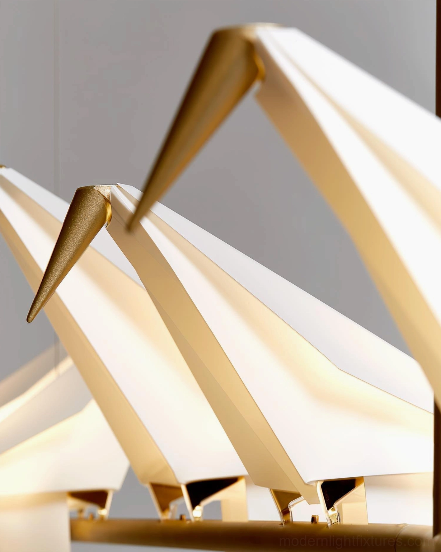 Contemporary origami crane pendant light fixture artistic illumination