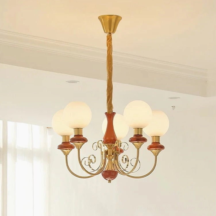 Contemporary pendant glass chandelier with multiple frosted spheres, geometric layout