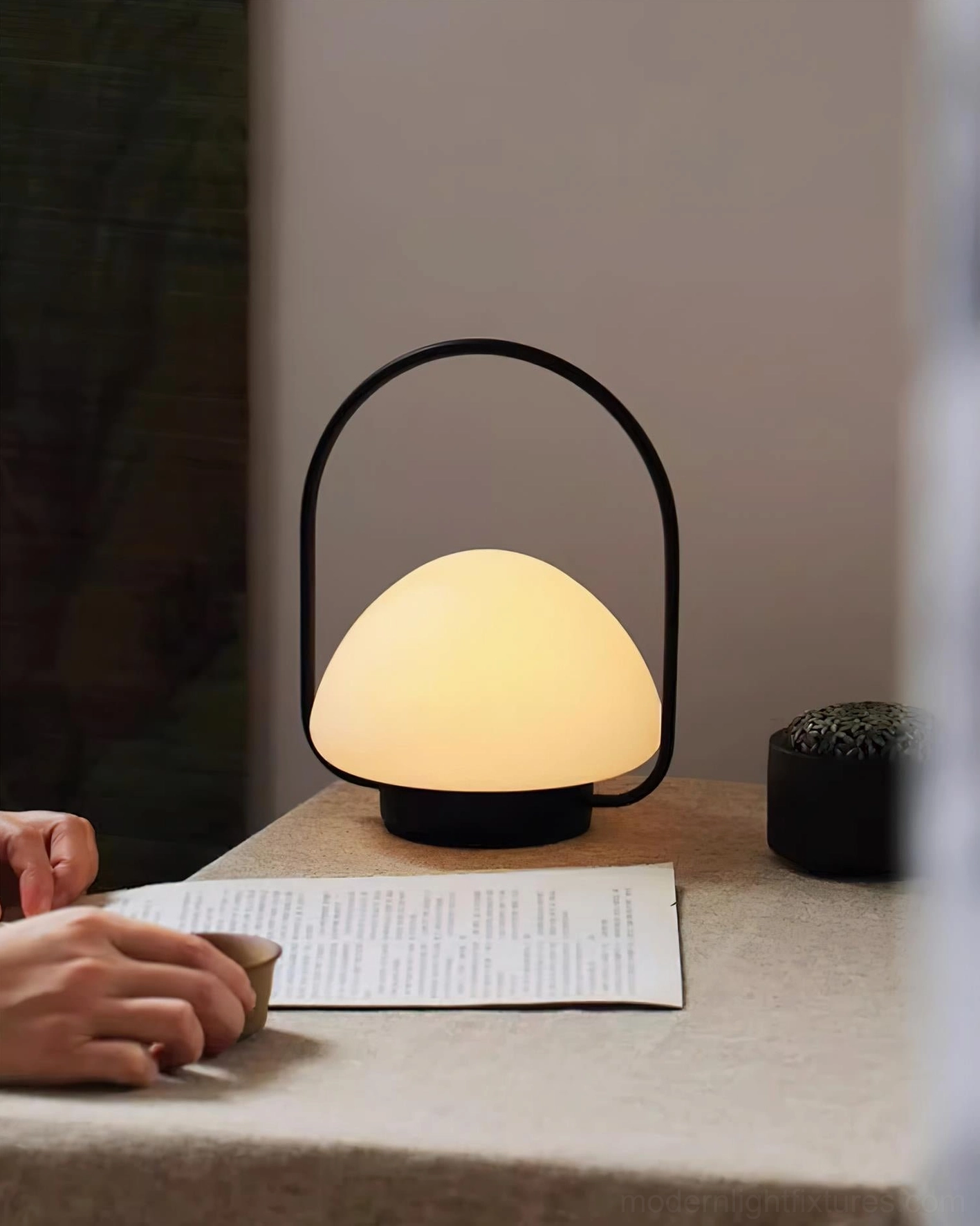 Contemporary portable table lamp with versatile placement, home lighting ambiance, Scandinavian design aesthetic