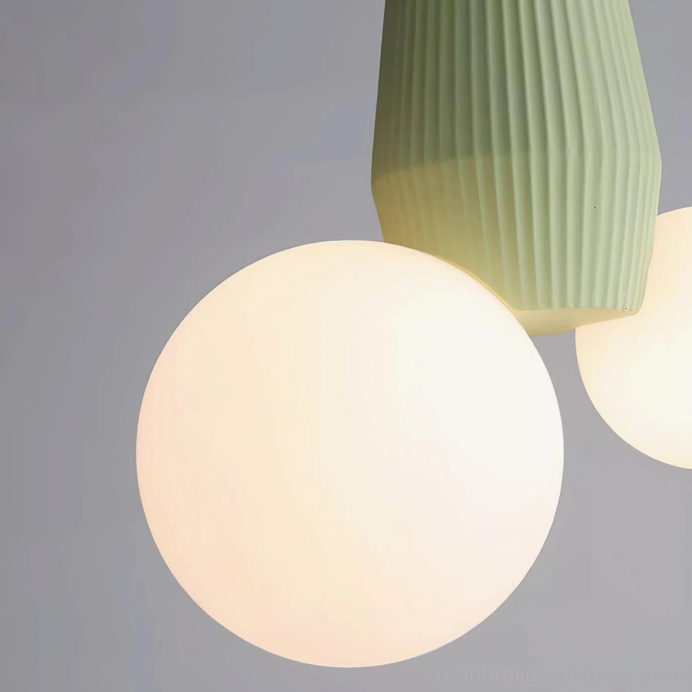 Contemporary pendant fixture with ribbed base - modern interior design lighting element