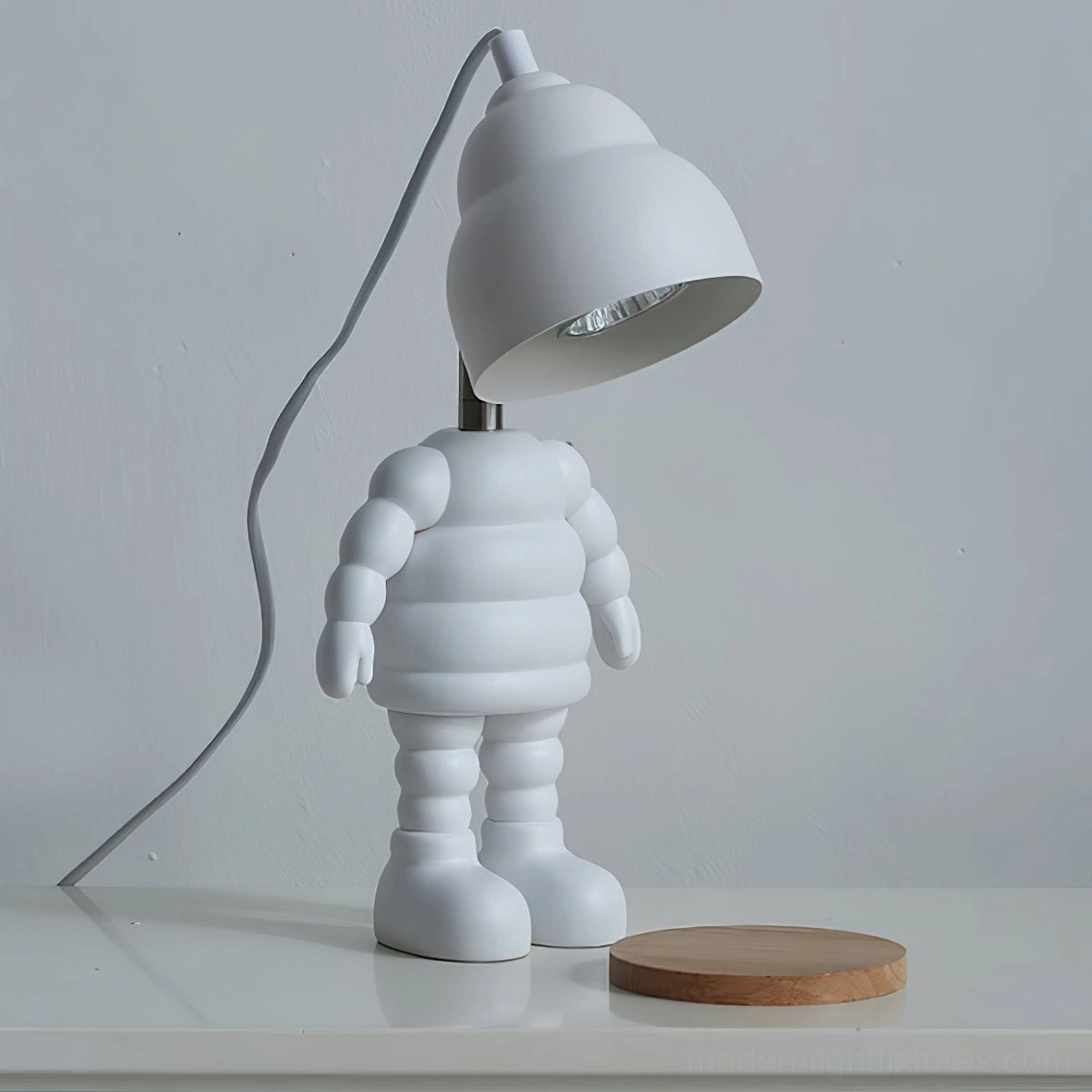 Contemporary robot candle warmer lamp displaying futuristic retro-inspired design with warm ambient glow