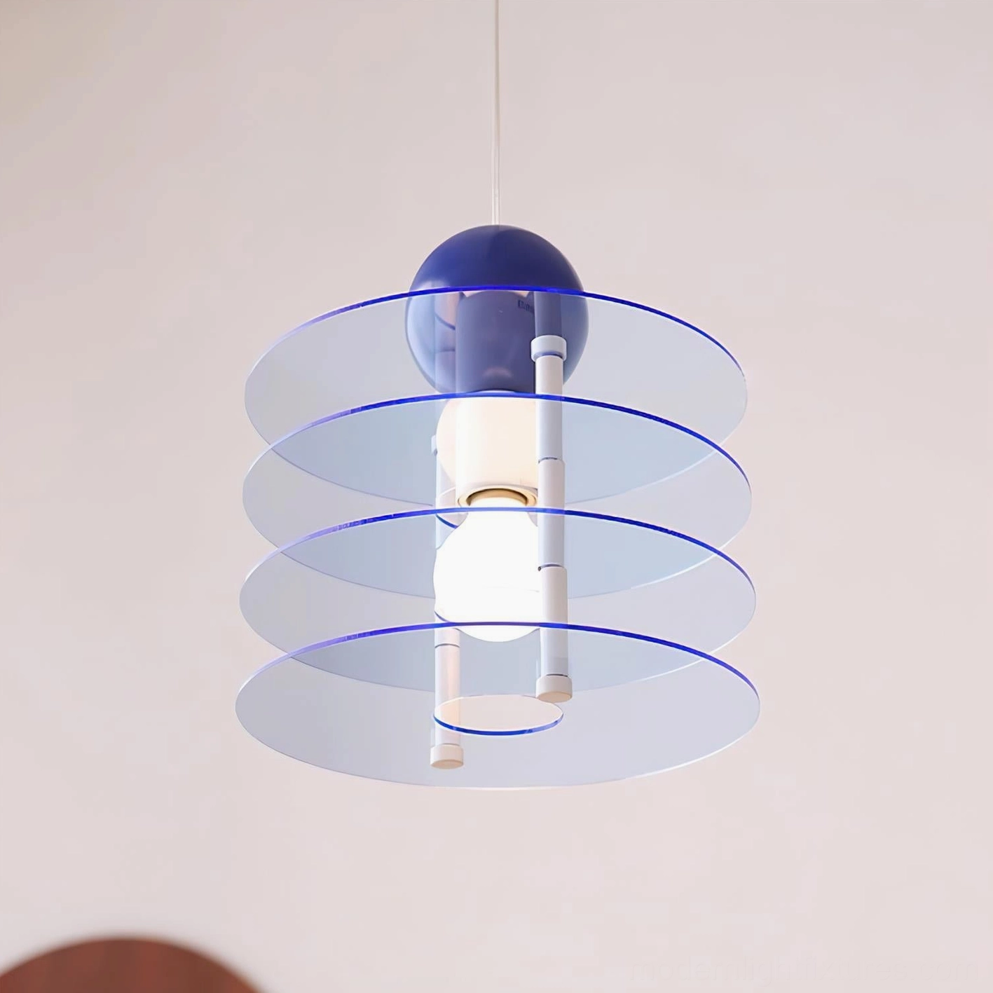 Contemporary stacked acrylic pendant light in vibrant color combination