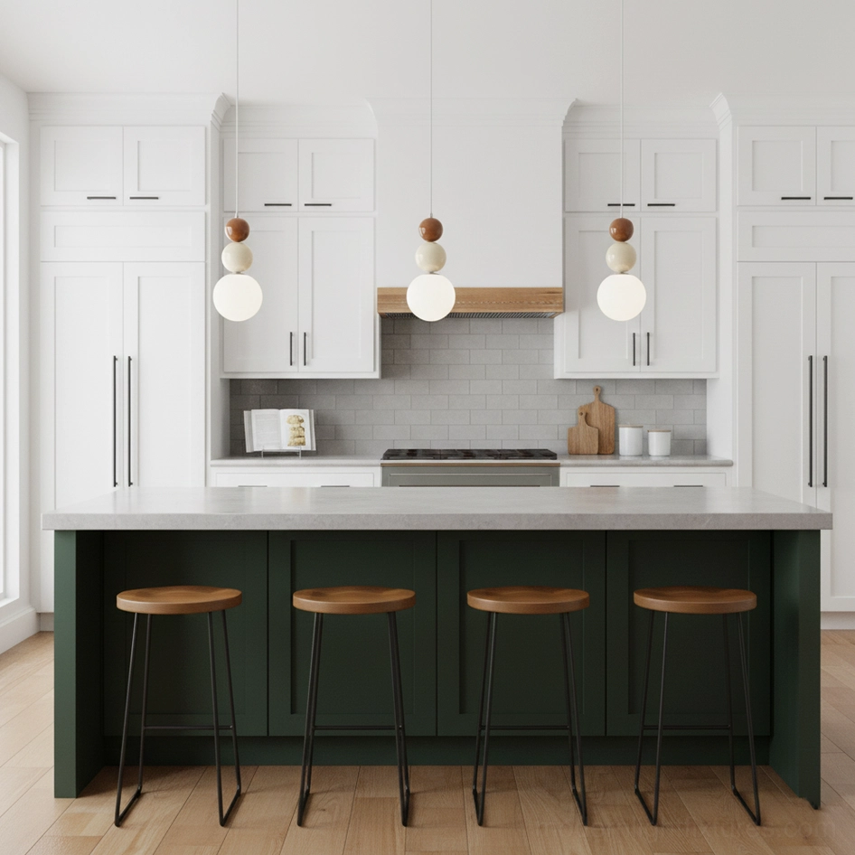 Three-sphere pendant light contemporary design in minimalist interior setting