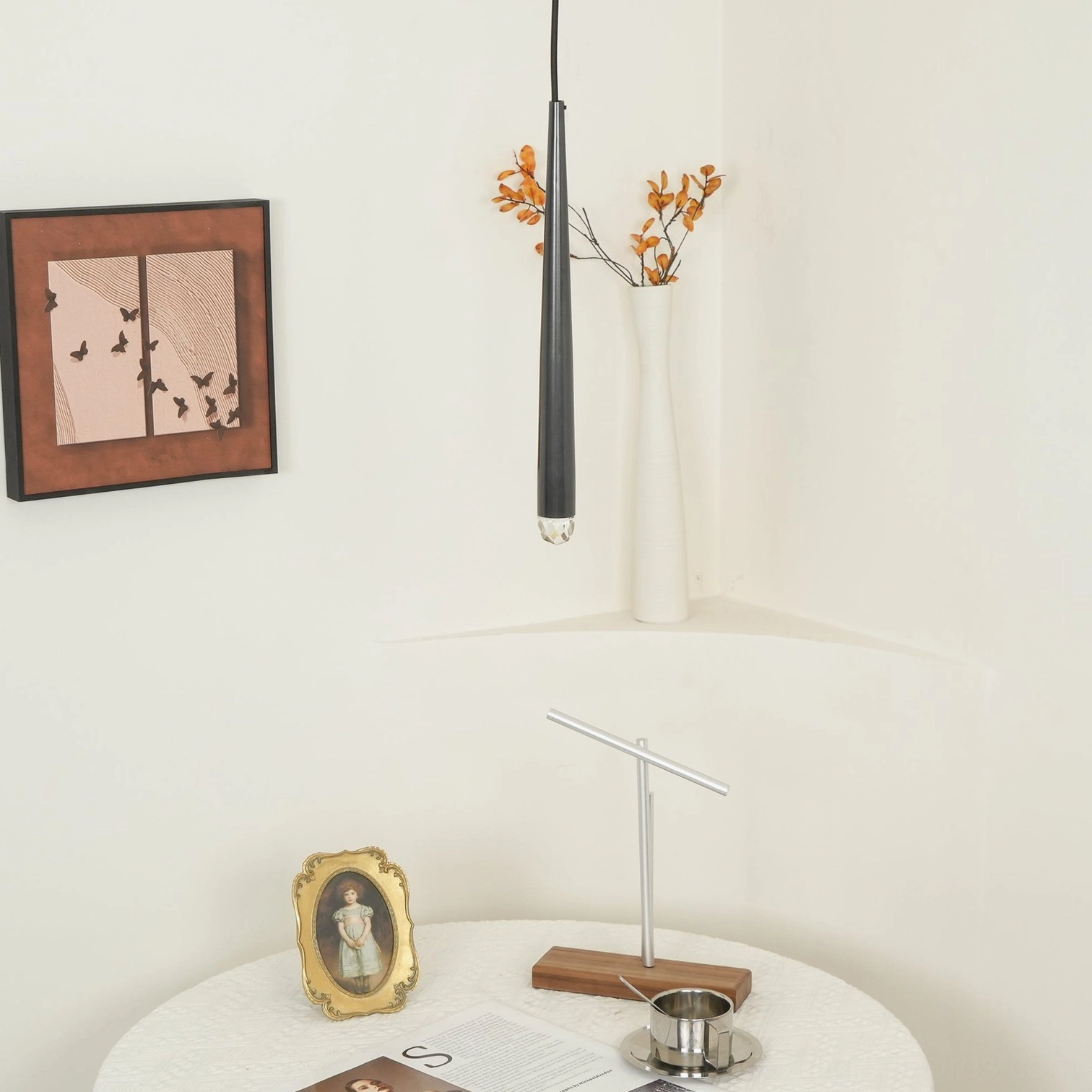Contemporary suspended brass cluster pendant interior accent