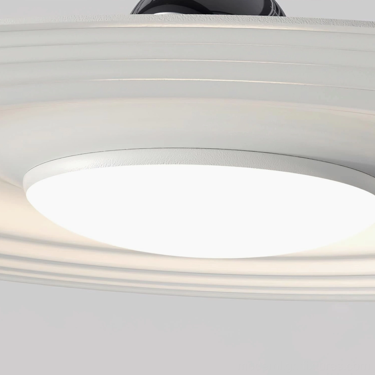 Contemporary swing arm pendant light with rippled aluminum shade in Scandinavian minimalist home design