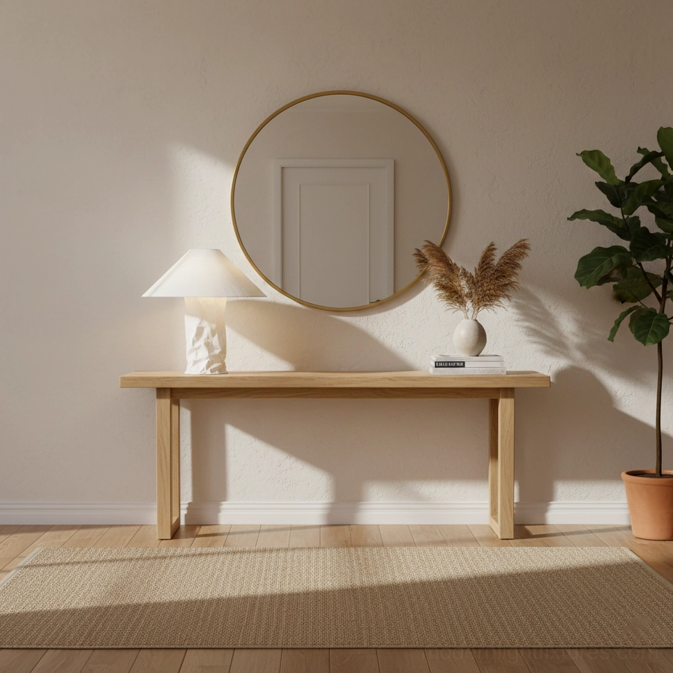 Artisan handcrafted table lamp with crinkled DuPont paper shade in contemporary home office