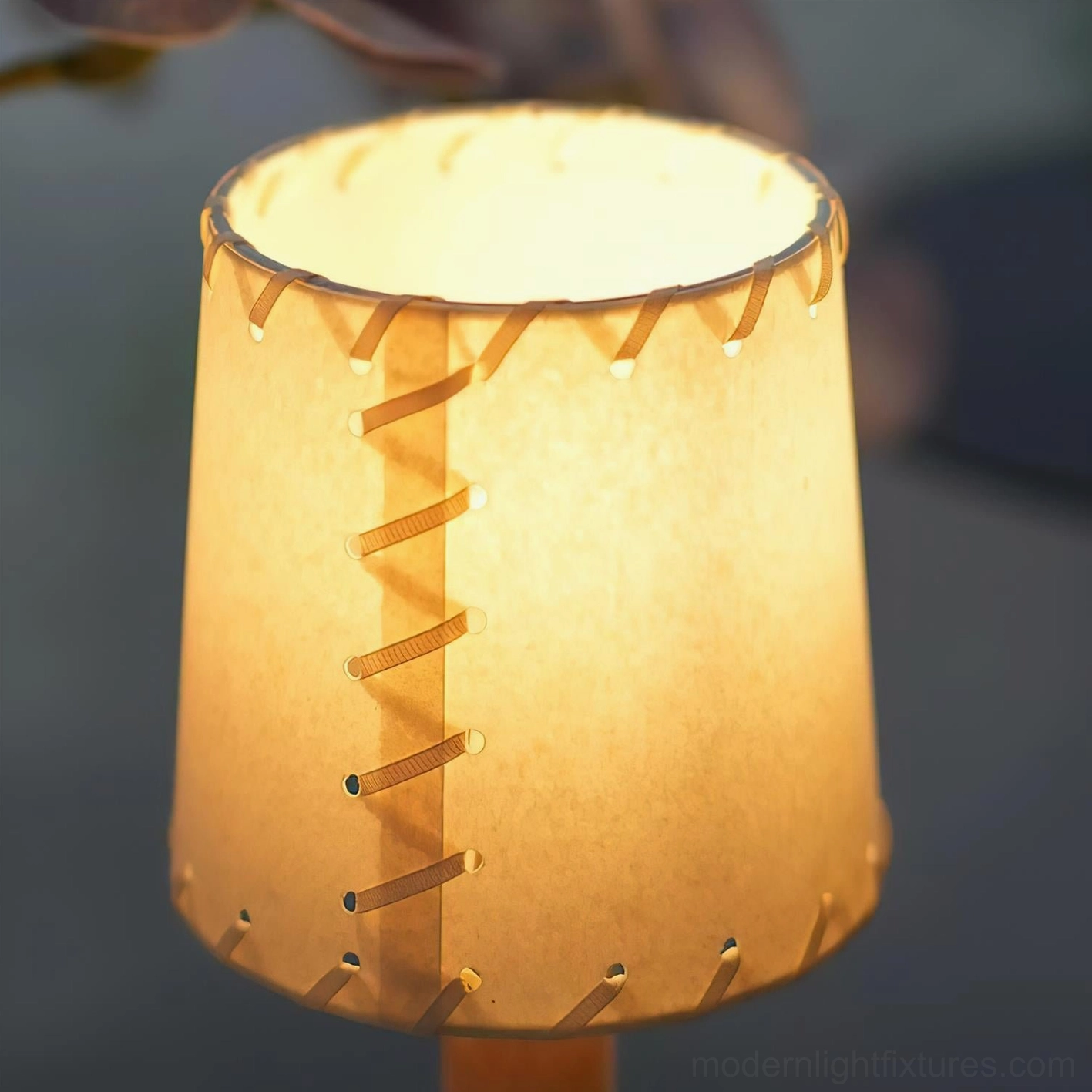 Contemporary stitched fabric shade table lamp Nordic minimalist interior styling