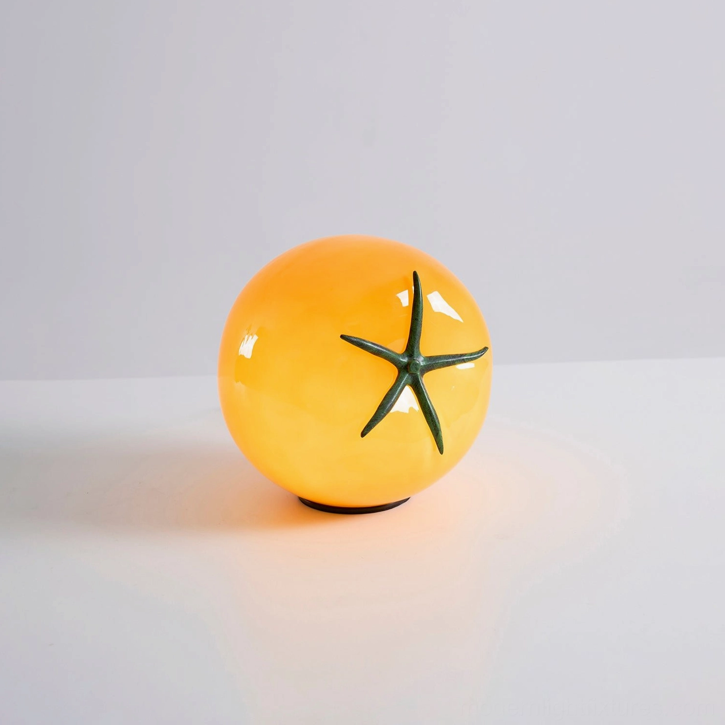 Contemporary tomato table lamp design - handcrafted glass with modern styling