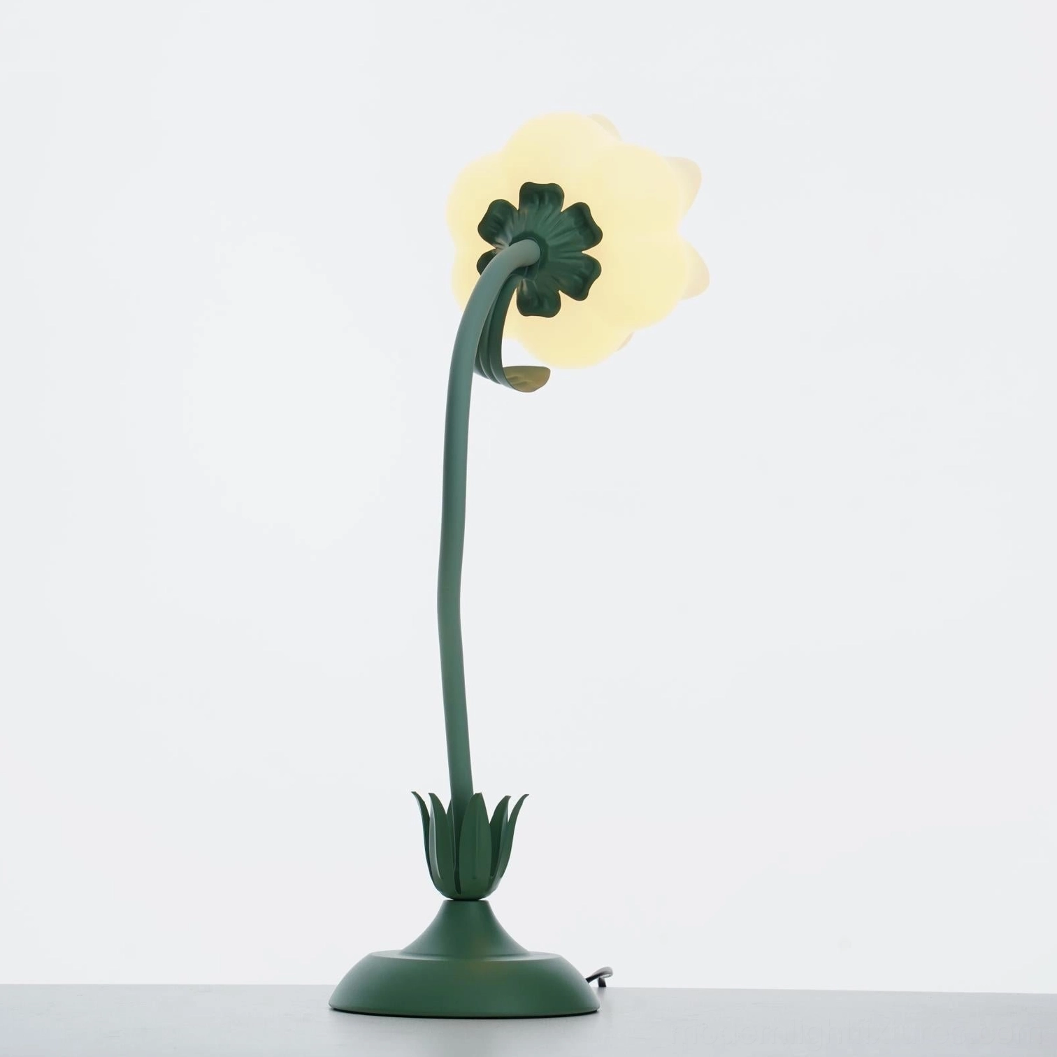 Contemporary twist tulip table lamp with fully adjustable curved metal stem design