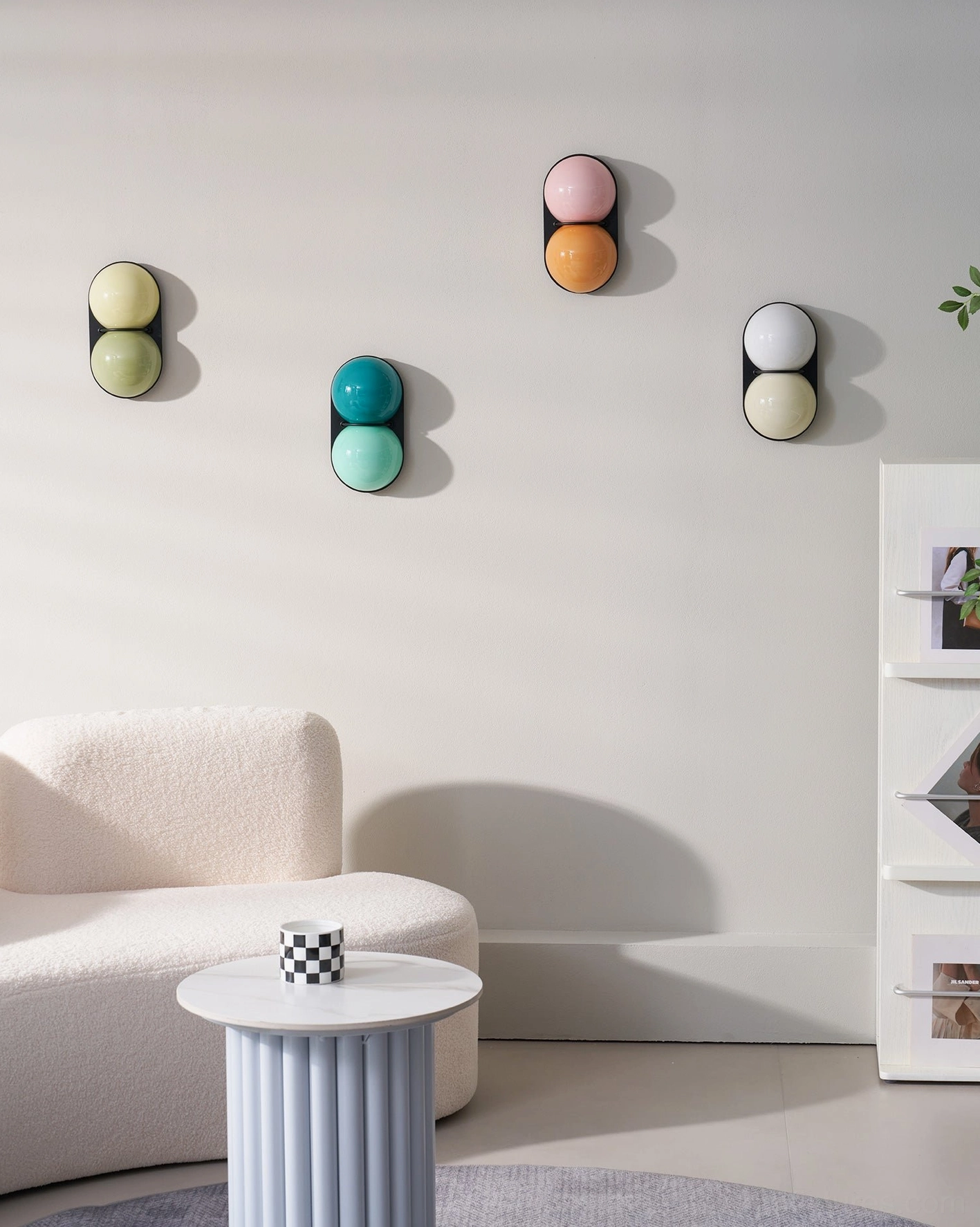 Contemporary Twinwave wall sconce dual glass orb fixture in modern residential interior