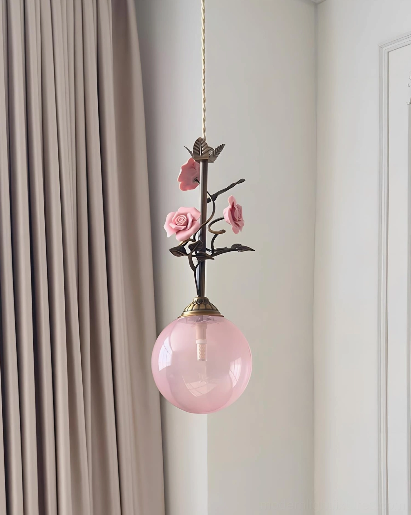 Contemporary floral pendant lamp bridging vintage and modern interior design styles