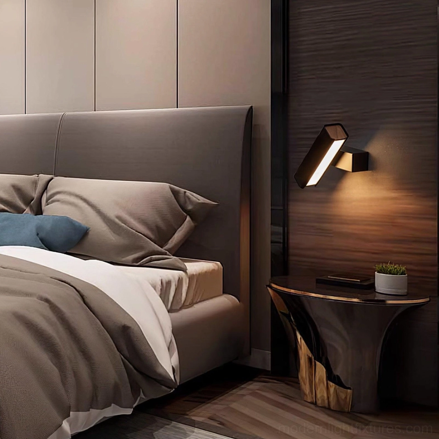 Contemporary minimalist wall lamp showing adjustable head mechanism and directional capability
