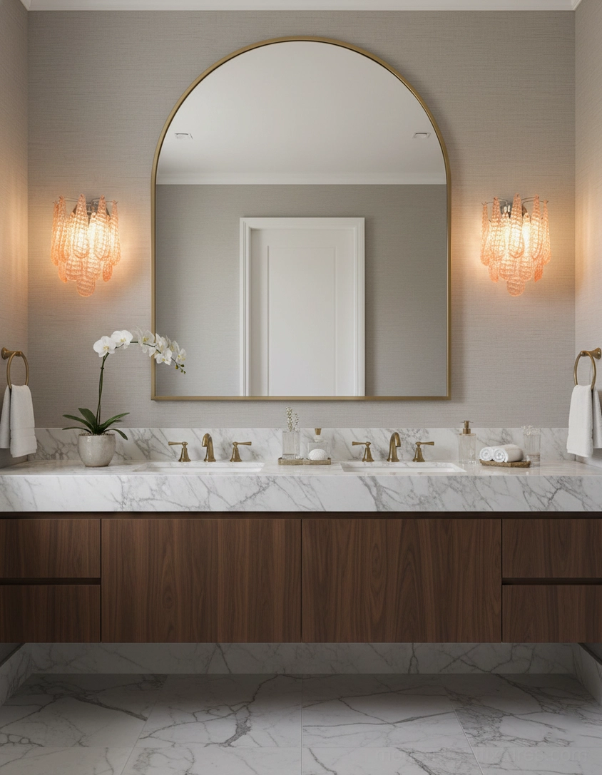 Contemporary wall sconce with layered cascading glass creating waterfall effect and soft ambient glow