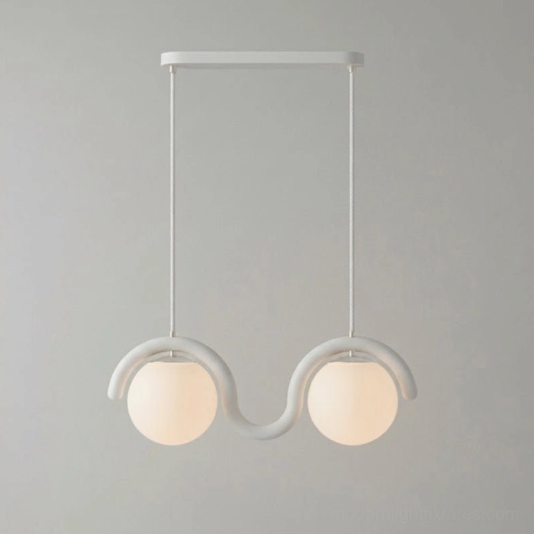 Contemporary multi-head linear wave pendant lamp architectural lighting element