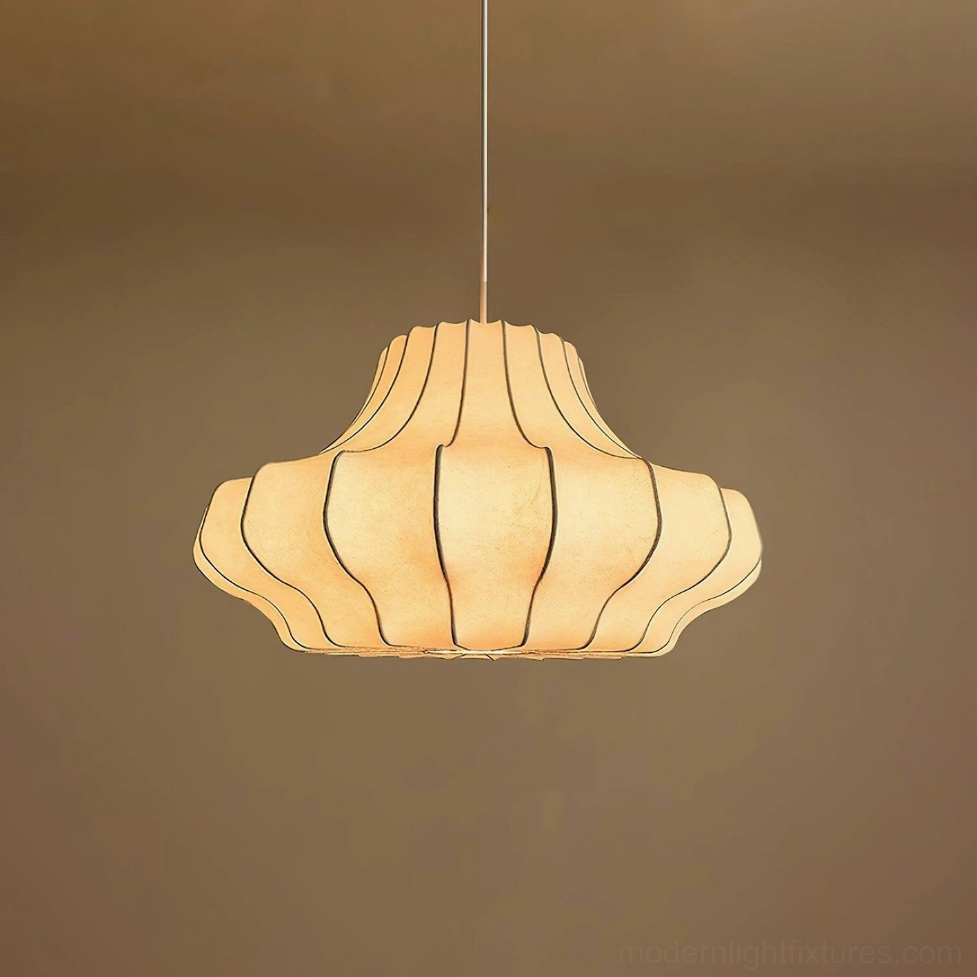 Contemporary white rippled pendant lamp - home office desk illumination