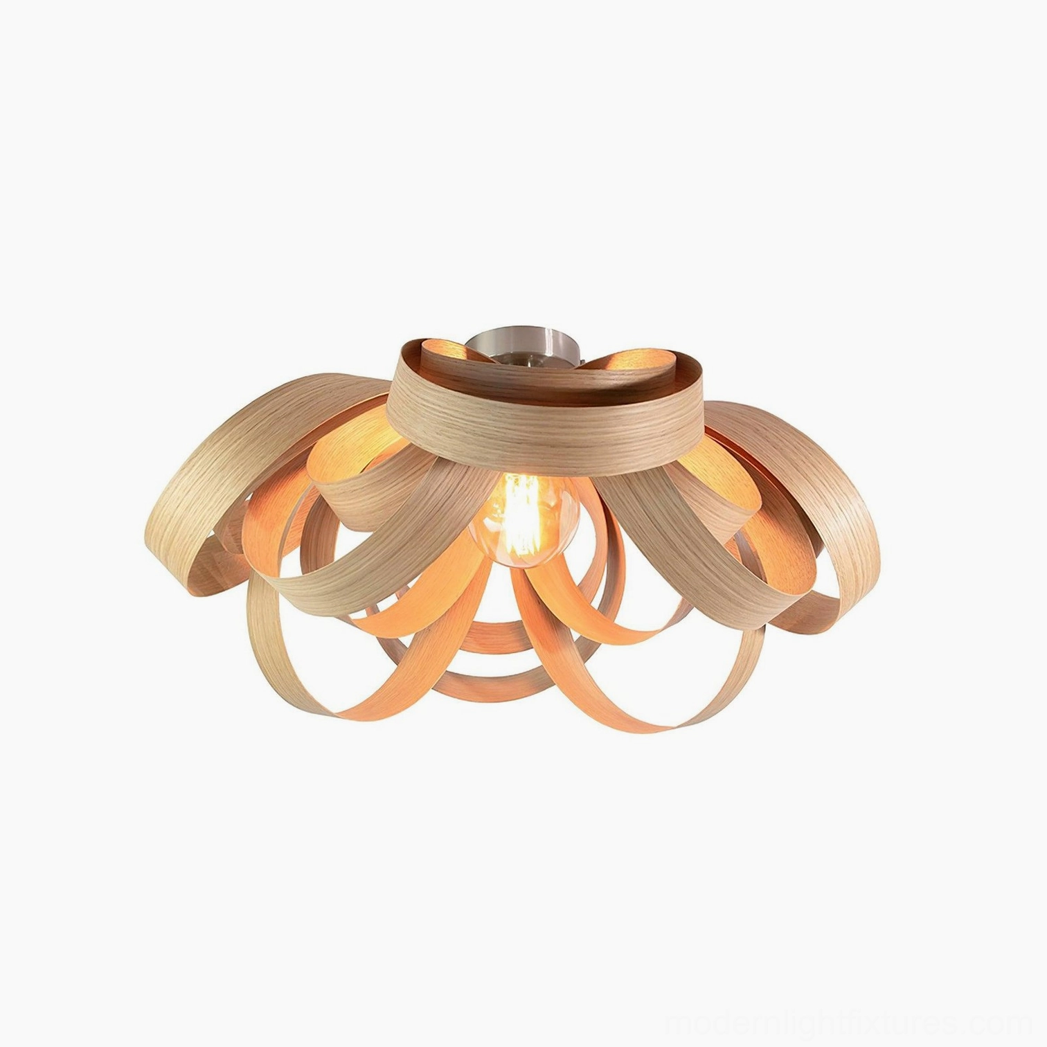 Contemporary wooden petal ceiling light artistic light diffusion design