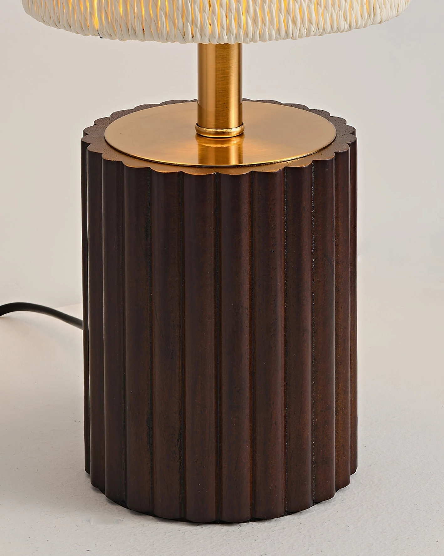 Contemporary grooved wood table lamp with warm diffused light home ambient lighting solution