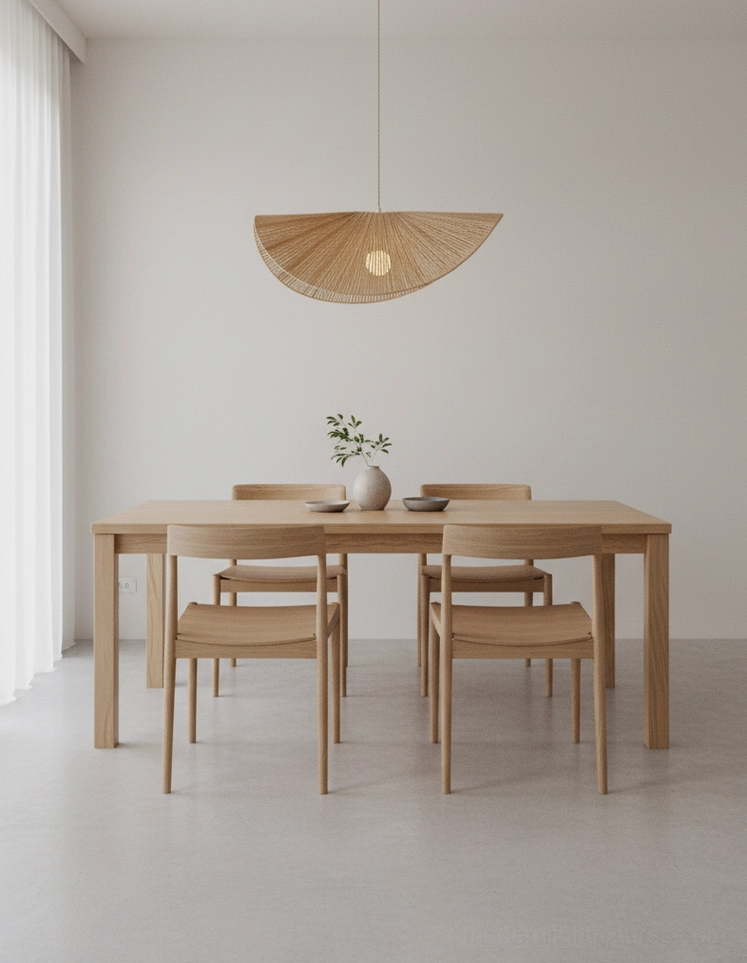 Multiple woven straw hat pendant lights creating coordinated boho chic interior design scheme