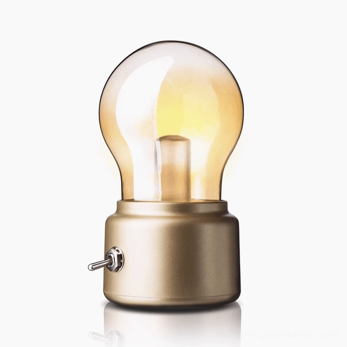 Copper mini table lamp with USB charging plug 7cm x 11cm compact size
