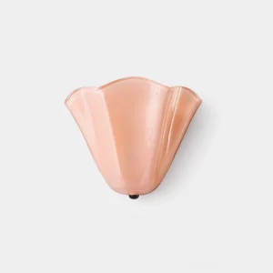 Corala scalloped wall sconce with coral blush frosted glass shade, frontal view on white background