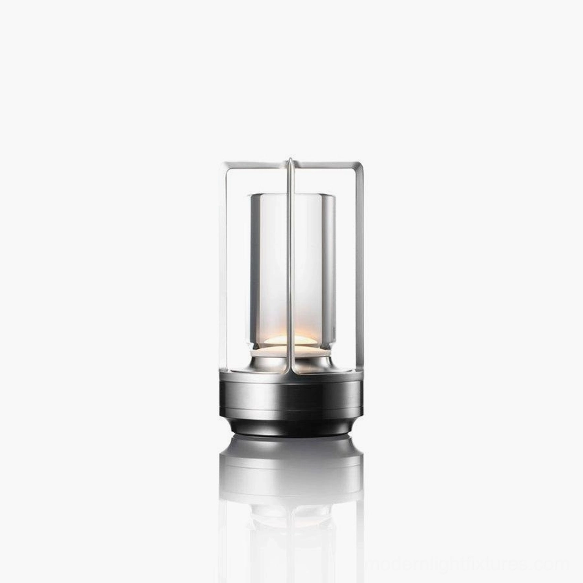 Modern cordless LED table lamp geometric metal frame sculptural accent piece