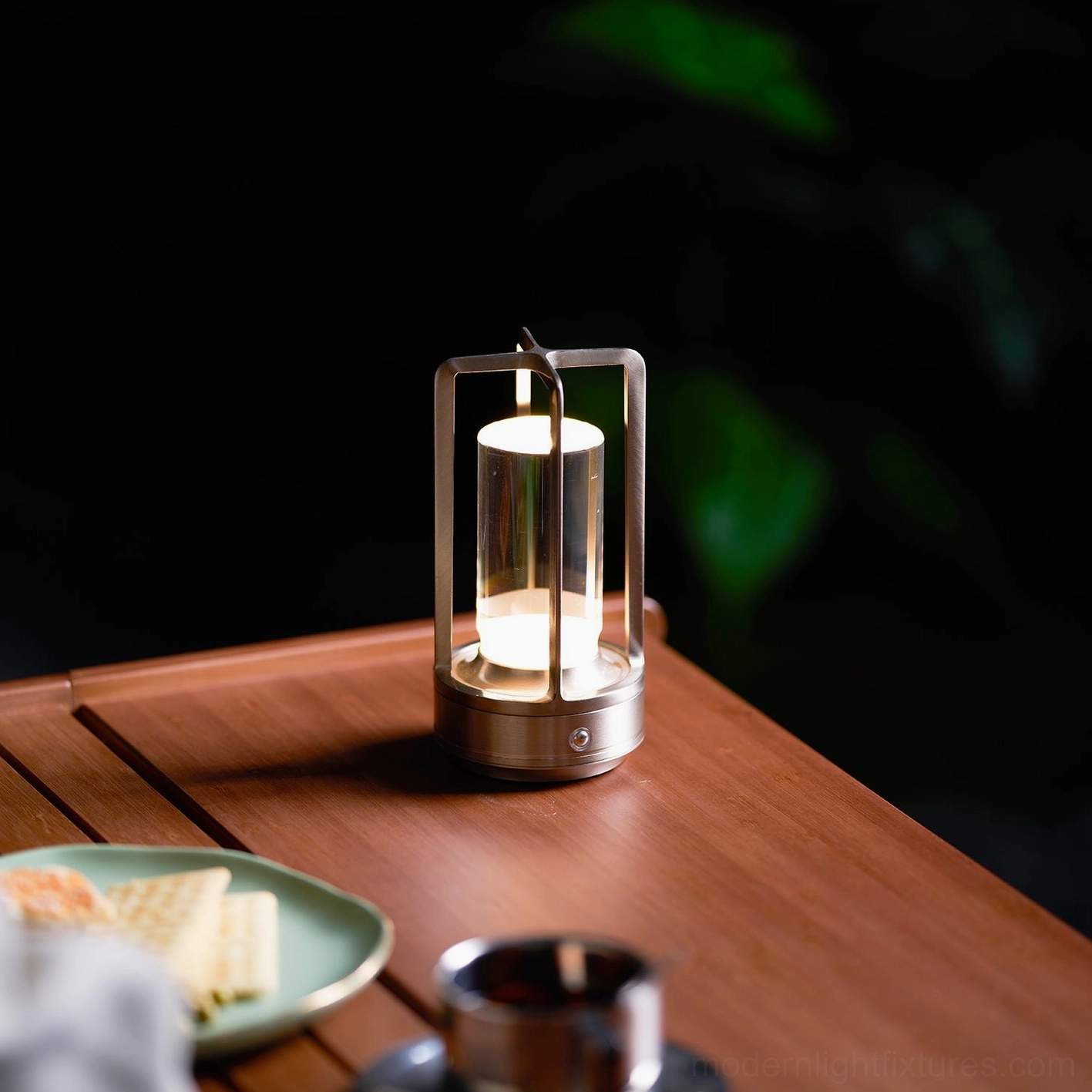 Aura Gleam cordless table lamp mid-century modern geometric form contemporary luxury