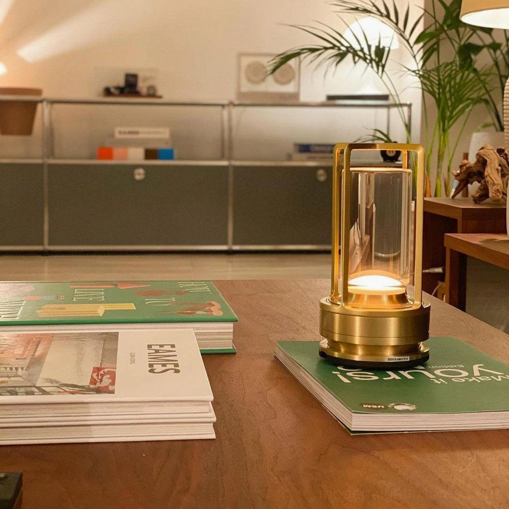 Modern cordless LED table lamp push button control intuitive brightness adjustment