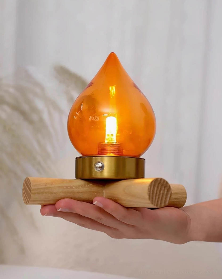 Cordless table lamp ambient lighting product showcase on neutral background