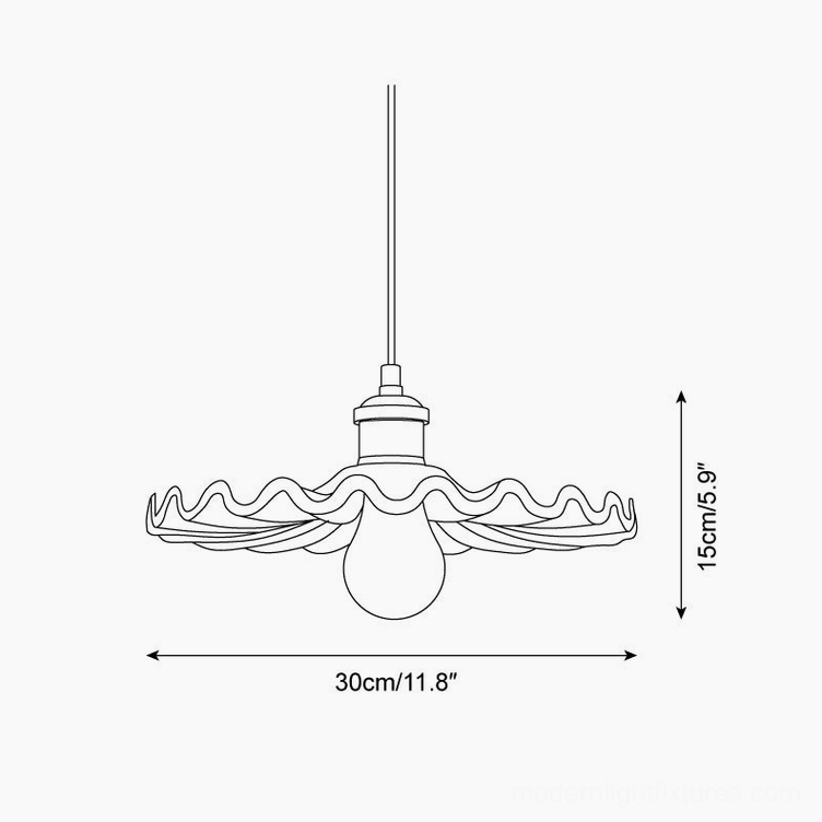 Corolla pendant light dimensional specifications technical drawing showing 30cm diameter and 15cm height