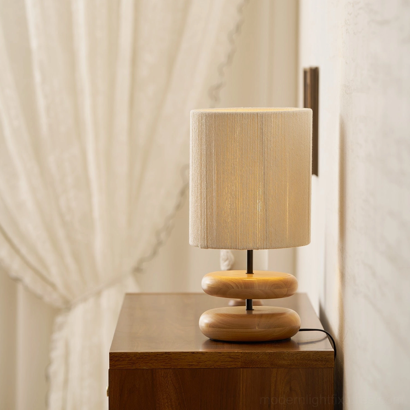 Crafted wooden table lamp base highlighting wood turning and polishing technique