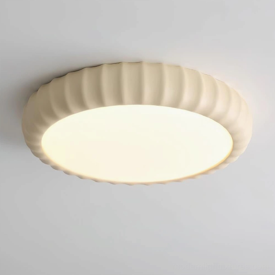 Beige creamy ribbed ceiling light fixture - versatile neutral ceiling lighting design