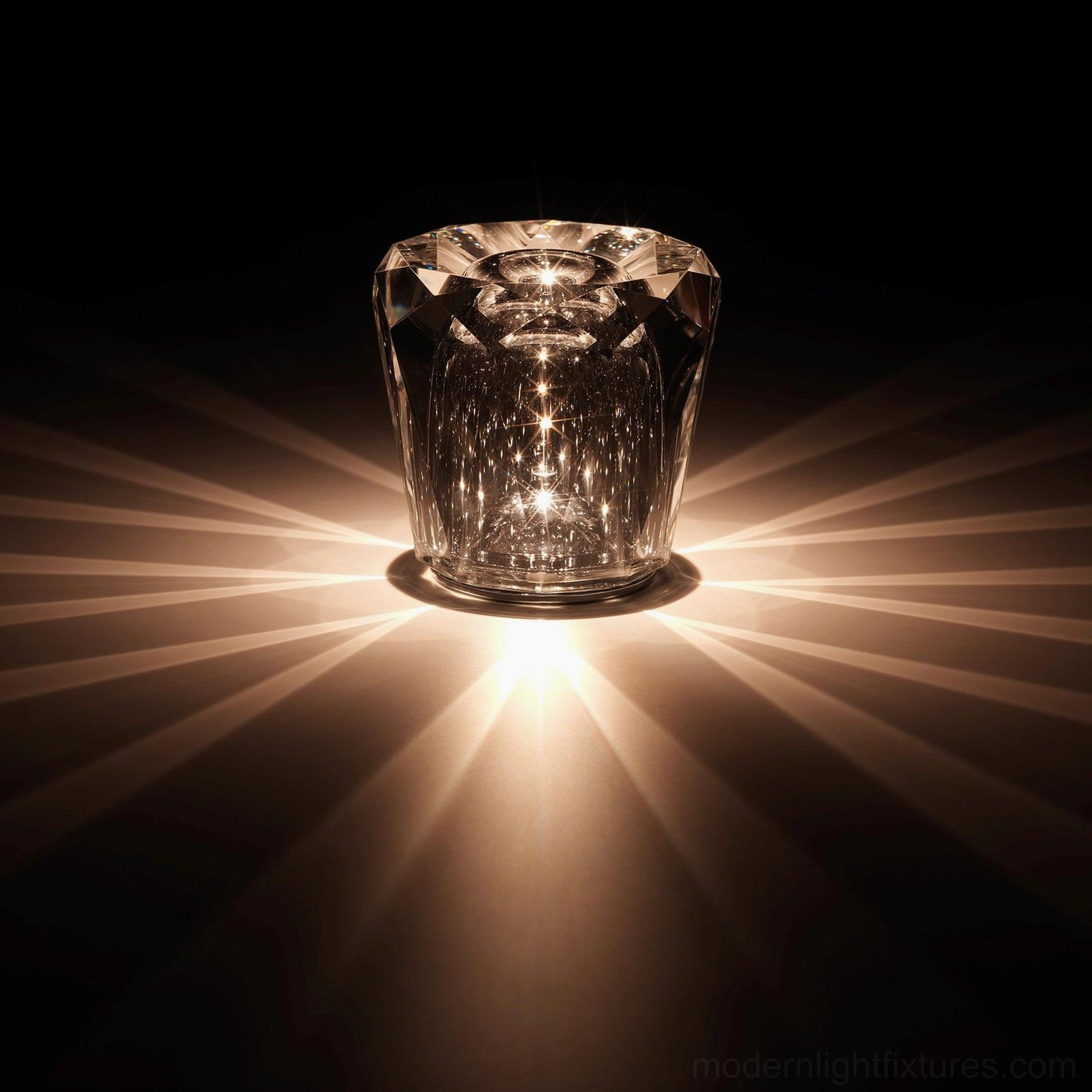 Crystal diamond table lamp modern minimalist interior styling, contemporary home decor integration, clean aesthetic placement