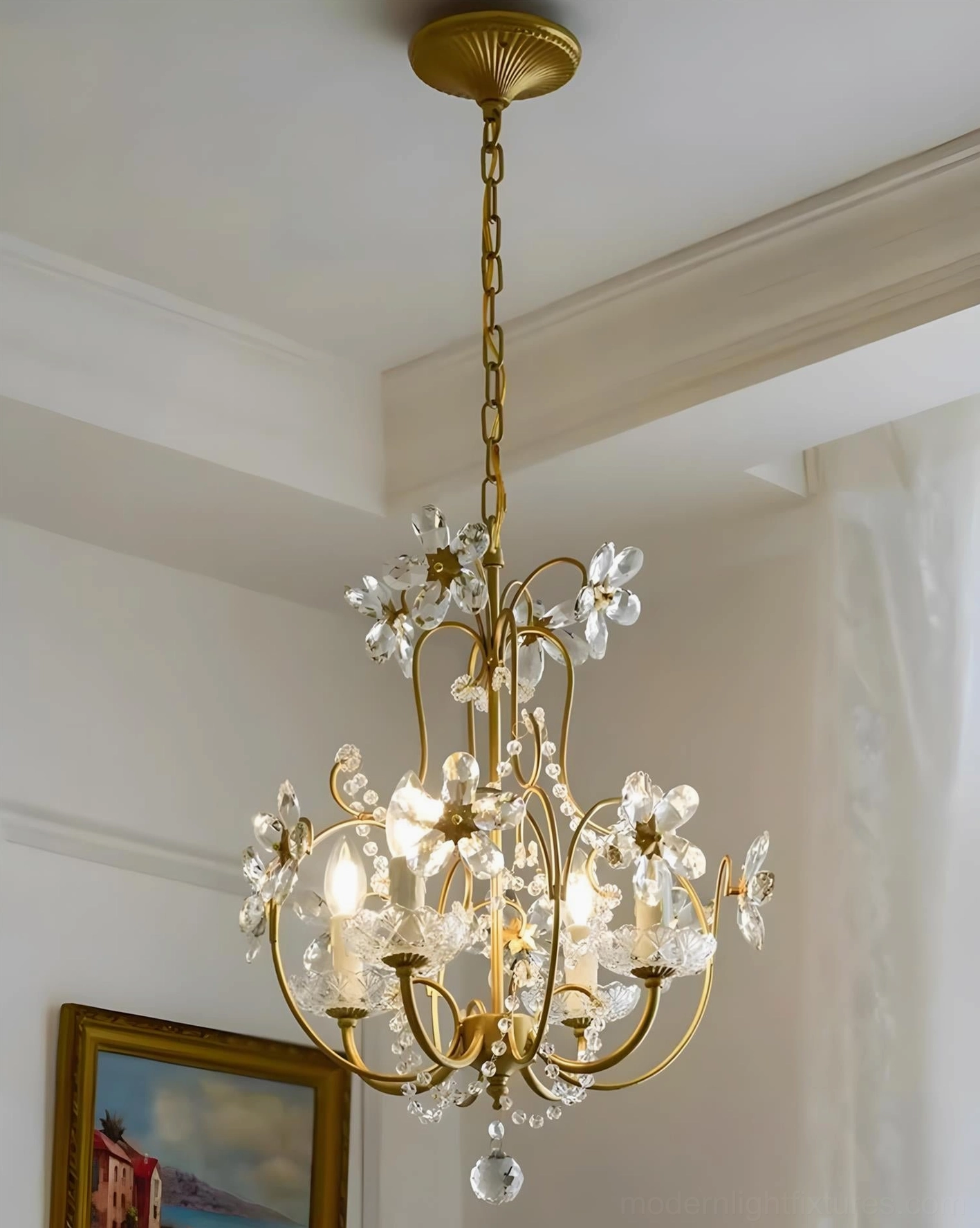 Cristavelle crystal pendant light showing complete fixture profile and proportions