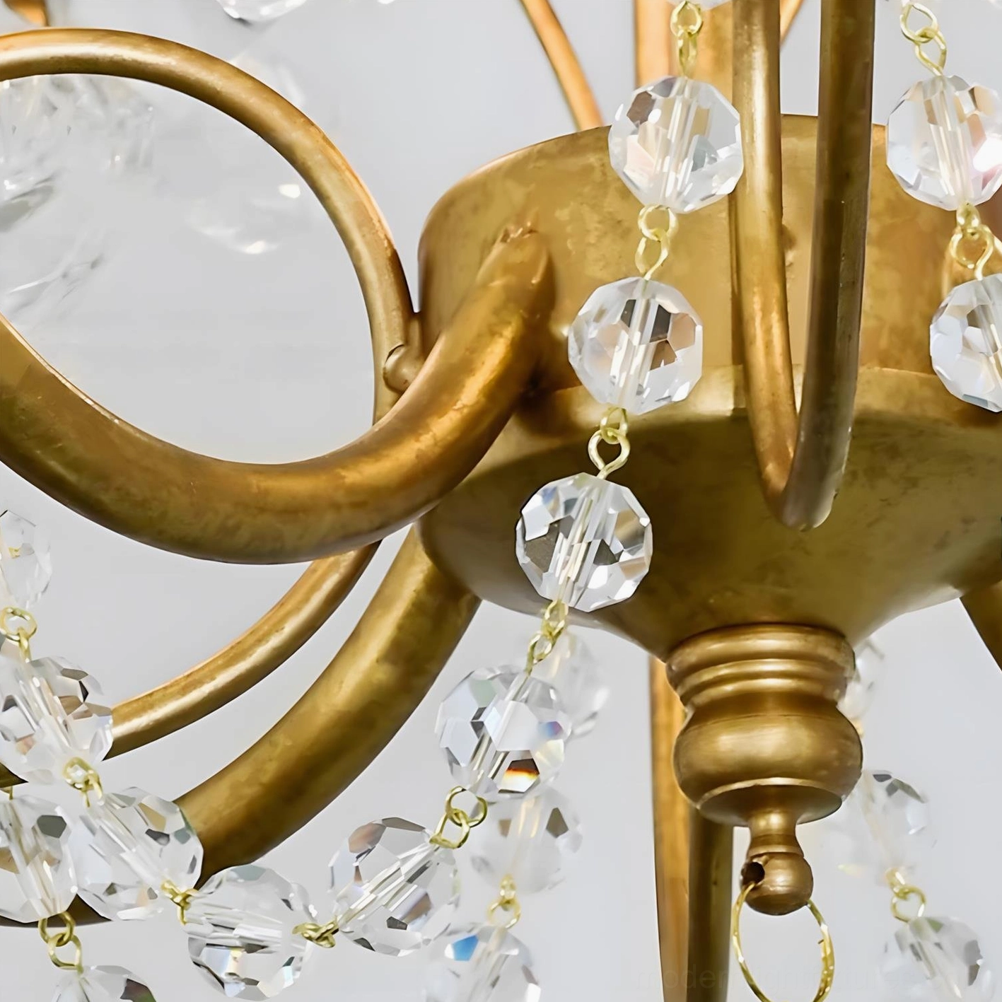 Decorative crystal pendant light with refracted light effects and prismatic crystal petals
