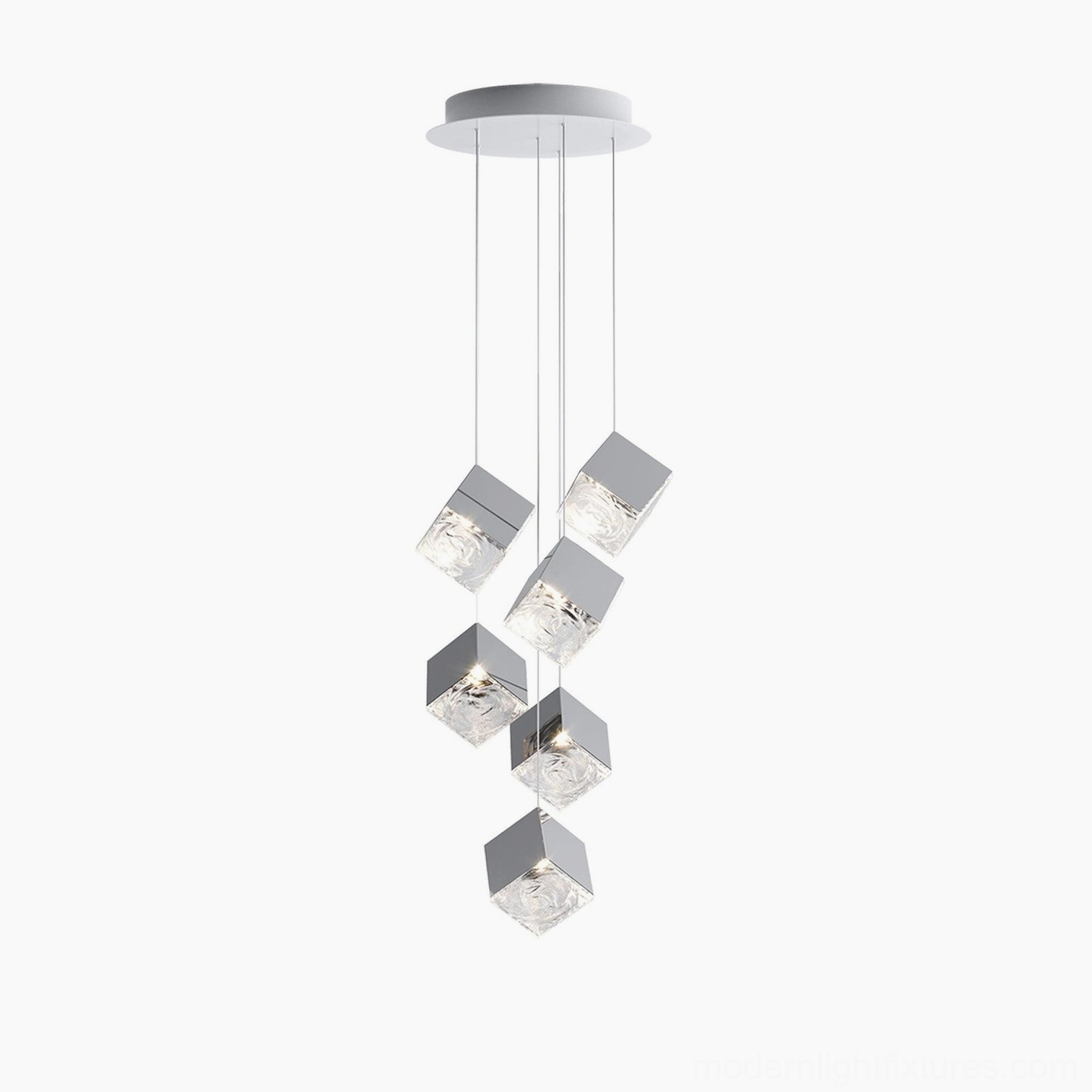 Large geometric cube chandelier hallway lighting architectural solution