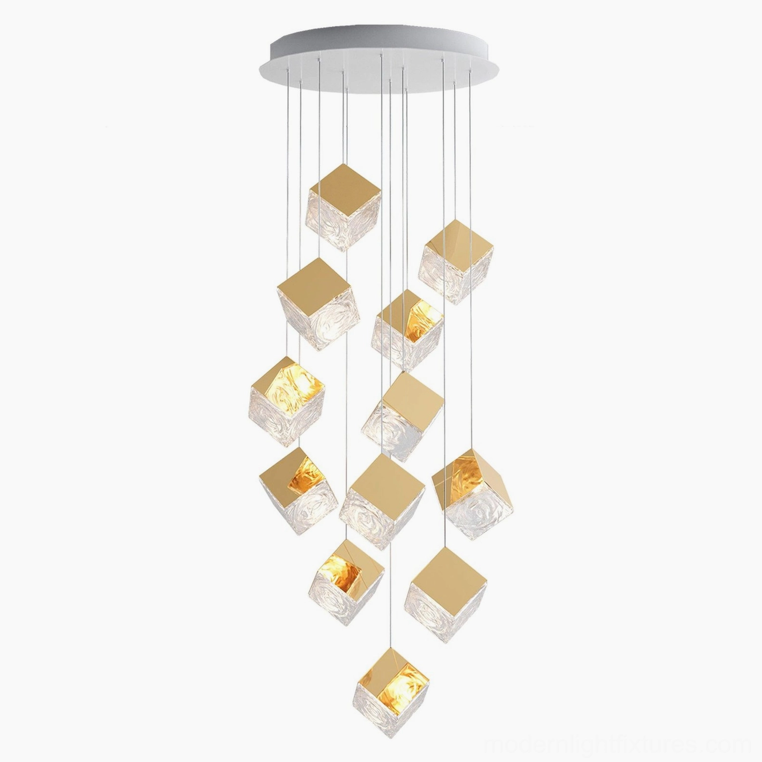 Geometric glass cube chandelier 1 to 26 head size comparison guide