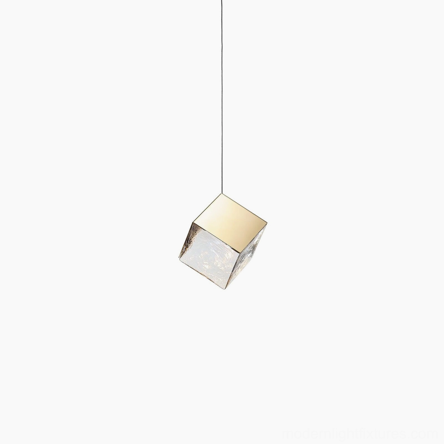 Modern geometric glass cube light fixture commercial space application
