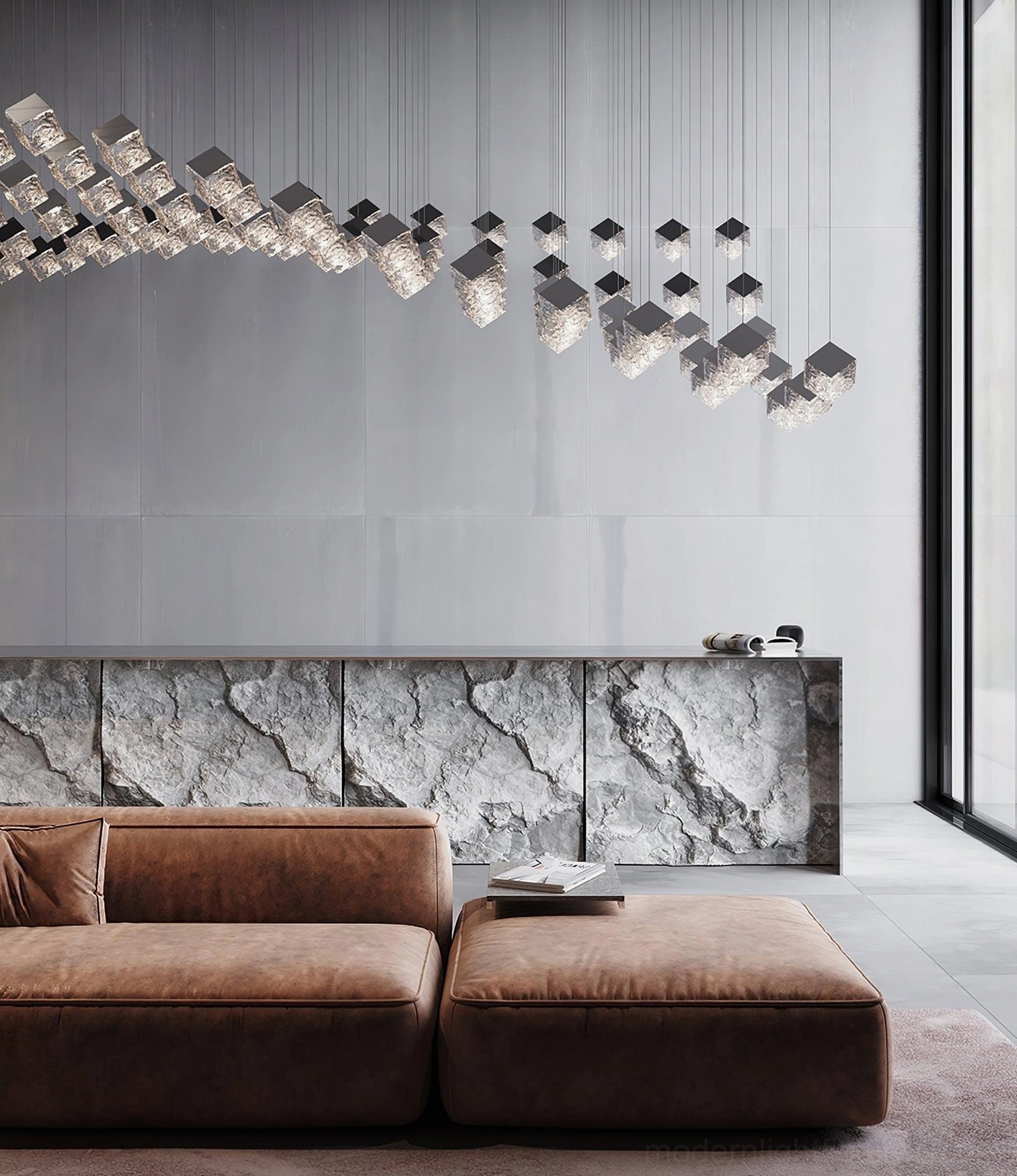 Geometric glass cube pendant light fixture dimmable compatibility showcase