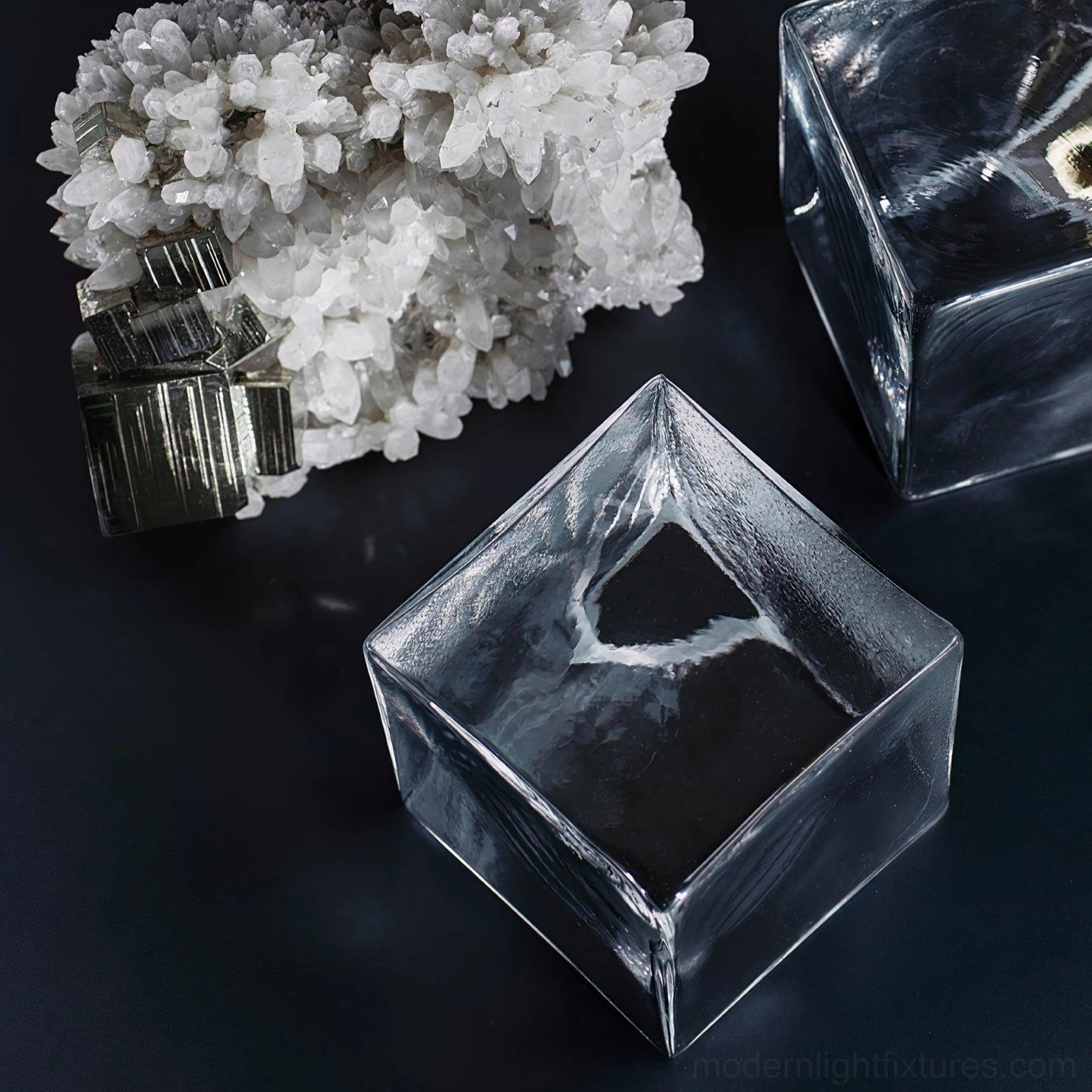 Contemporary cube pendant light fixture gold finish close-up detail