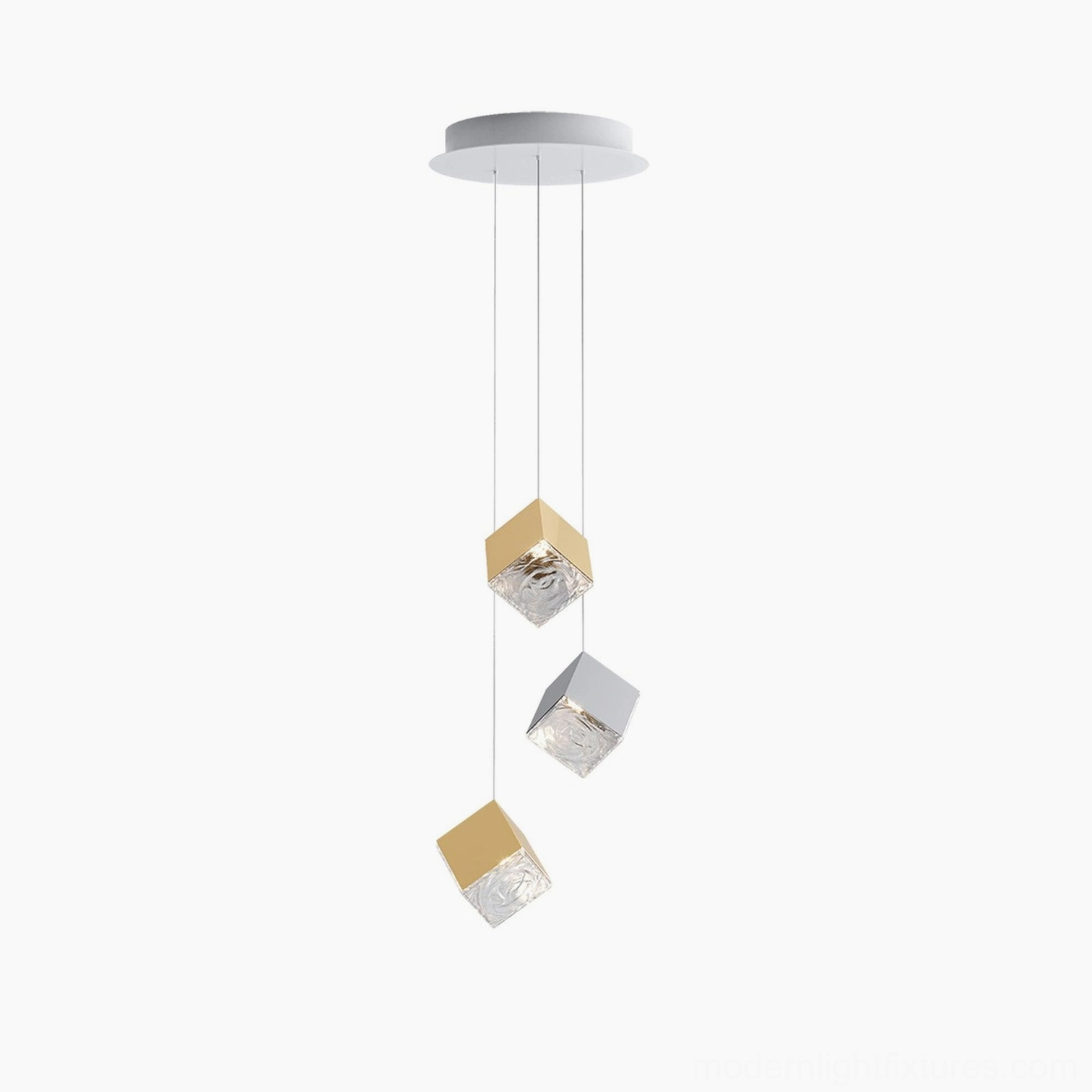 Geometric cube pendant light fixture hospitality design solution showcase