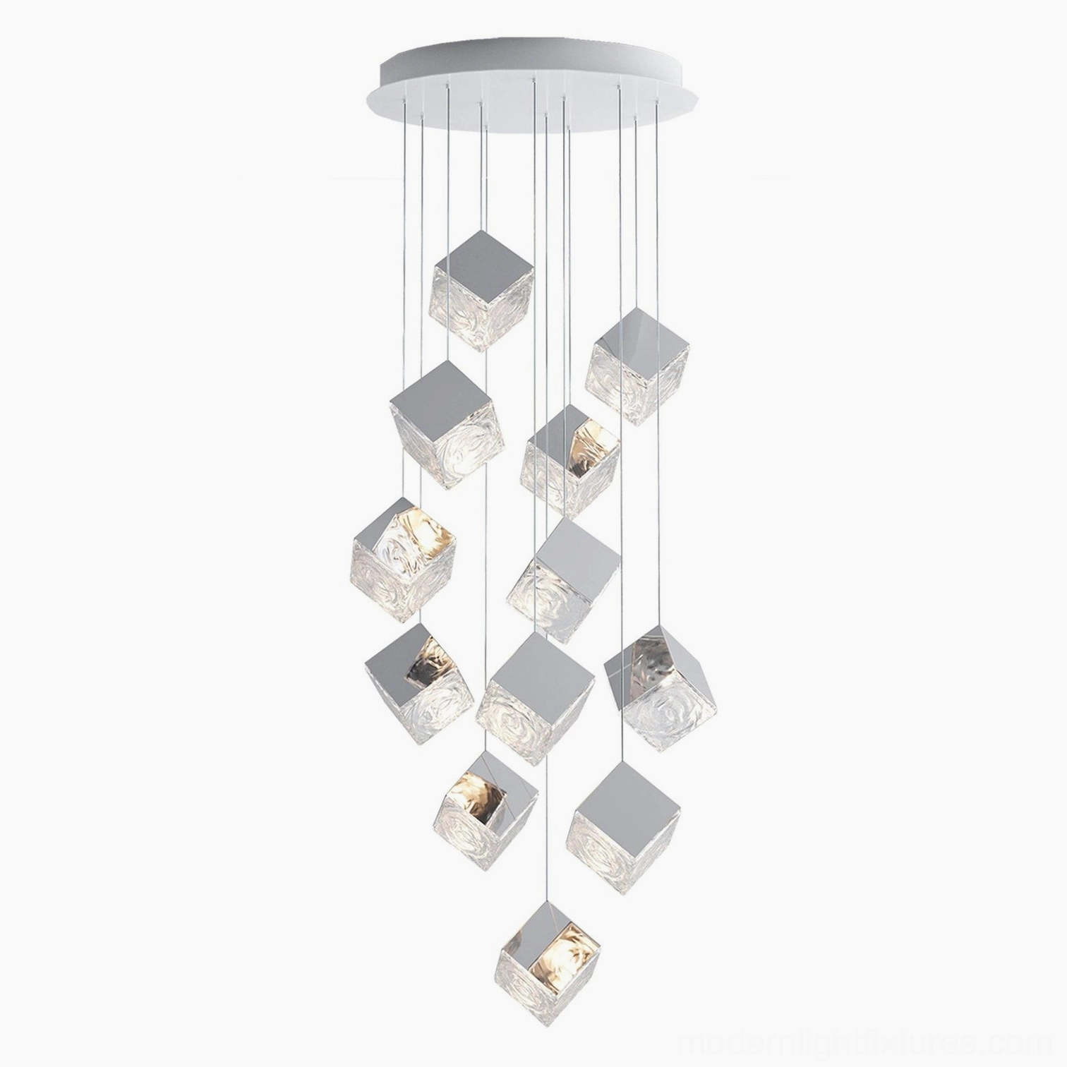 Modern cube pendant light fixture scalable modular configuration design