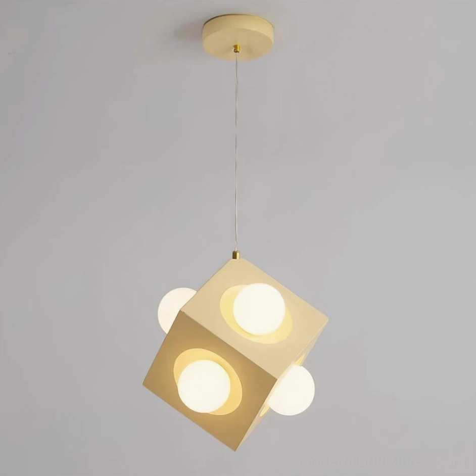 Modern pendant light fixture installed in various contemporary interior settings and room applications