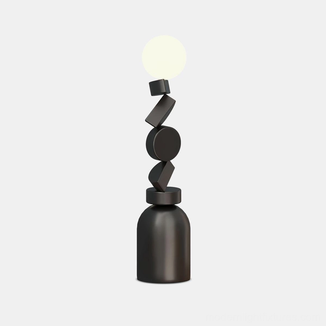 Modern Cubu geometric floor lamp with stacked cubic design in matte black finish, front studio view