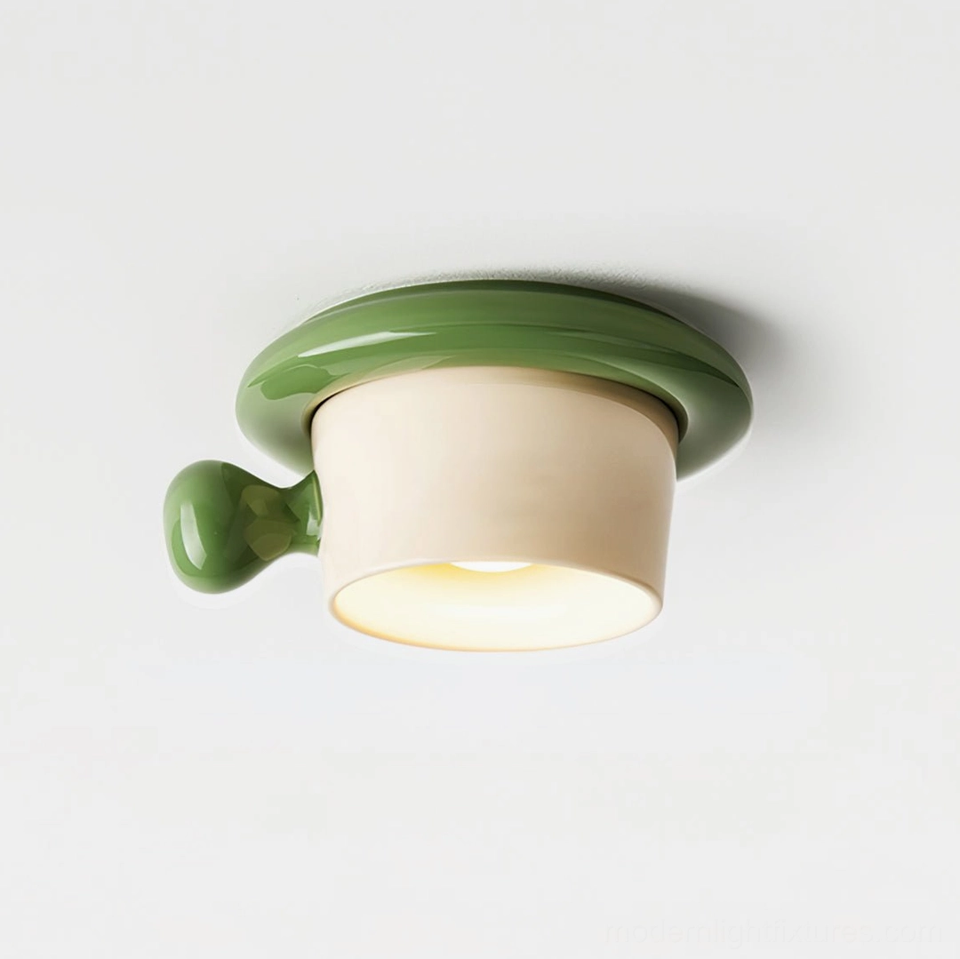 Green cupola ceiling light fixture product showcase minimalist design