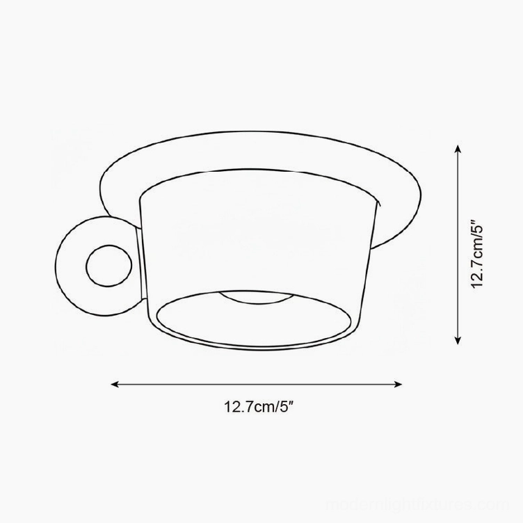 Teacup lamp design sketch showing alternate model variant with circular ring handle detail