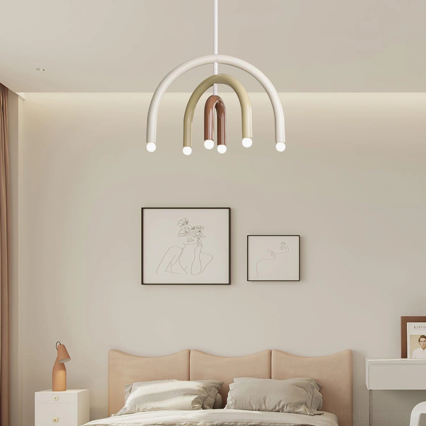 Curved arc pendant light fixture minimalist design statement piece for modern homes