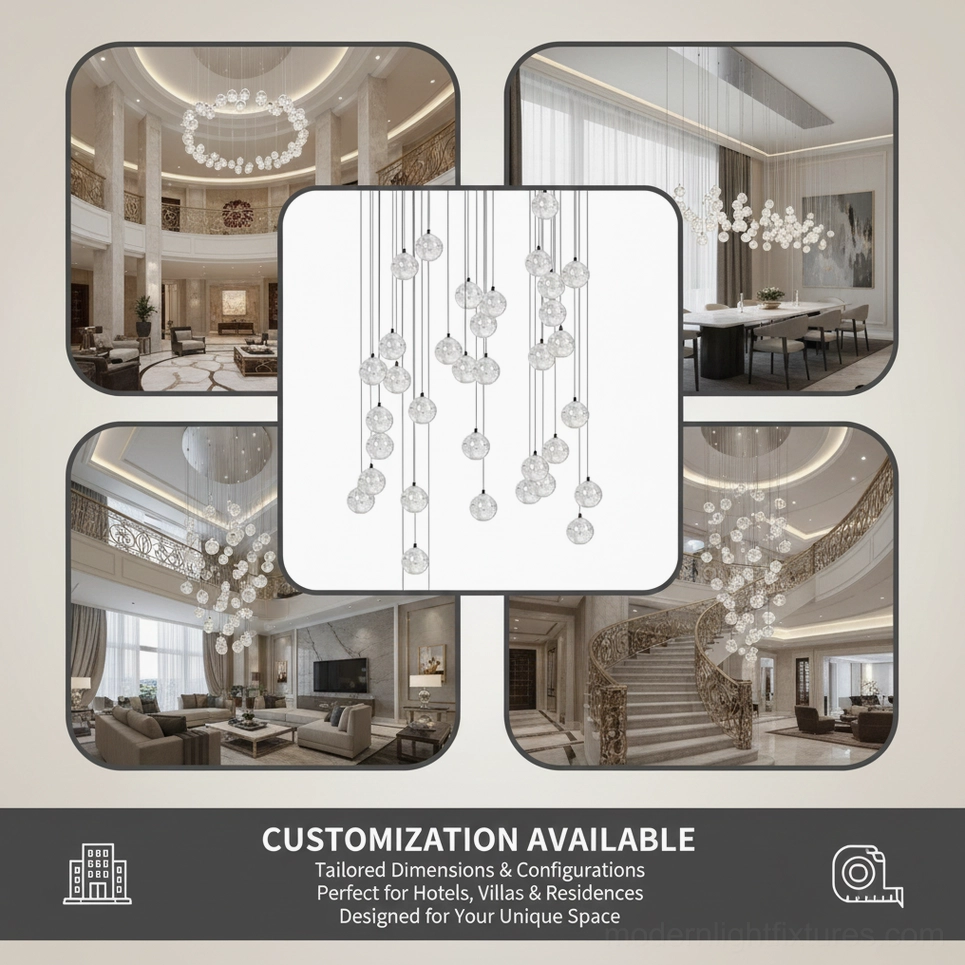 Custom K9 crystal pendant chandelier design option with personalized specifications